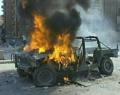 Burning Humvee