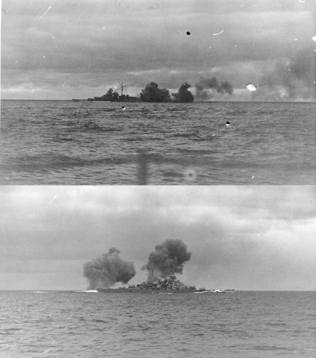 Bismarck firing its 380mm guns