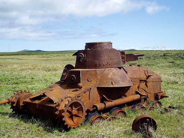 Imperial Japanese light tank destroyed on Iwo Jima