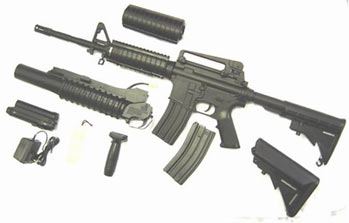 M16 or M4 w/ Grenade launcher Shotgun