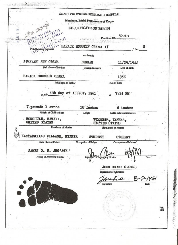 Obama's Original Birth Certificate - Kenya