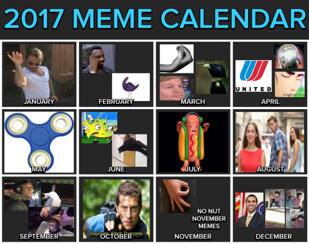 2017 Meme calendar.
