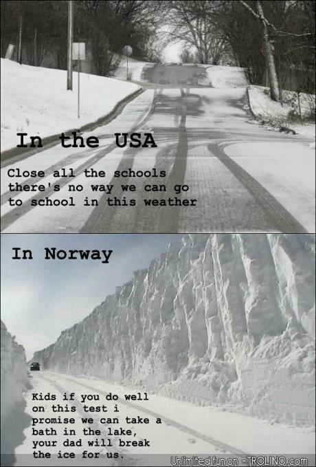 snow in US and Norway