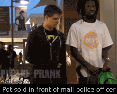 Selling Pot right infront of mall cop
