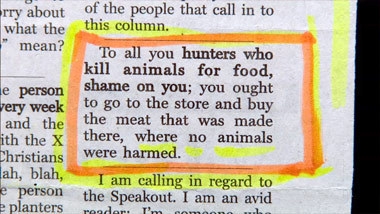 To all you hunters who kill animals for food...