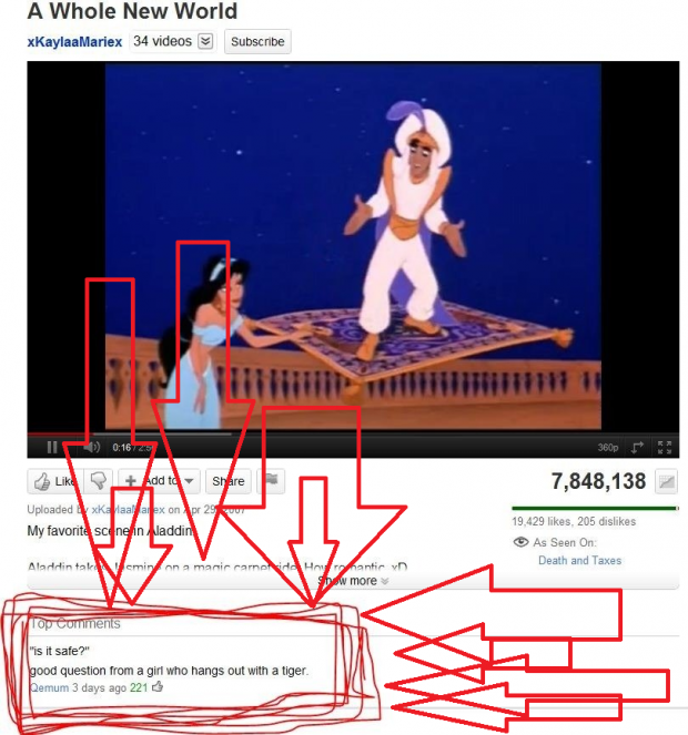 I wasn't listening  to Aladdin music on youtube :P