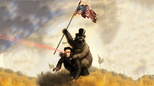 Abraham Lincoln riding on his Bear