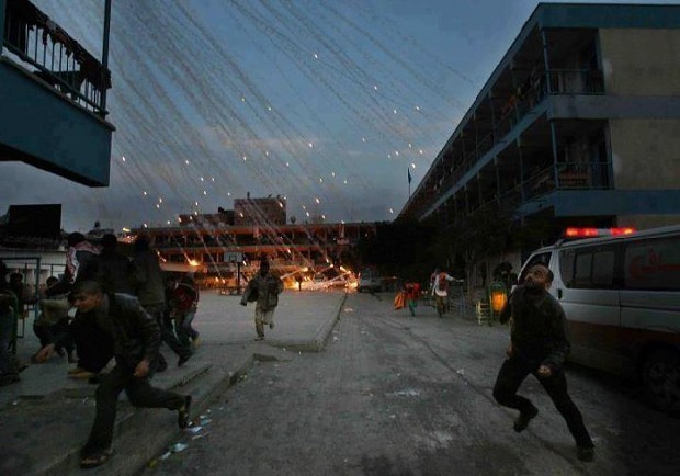 Israeli artillery bombarding Palestine