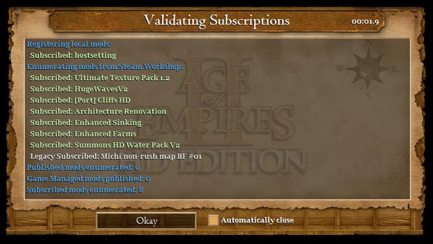 Mod activation menu