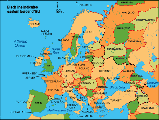 Euroopan kartta Seppo Lehdon mukaan