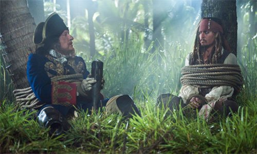Barbossa and Jack shares rum