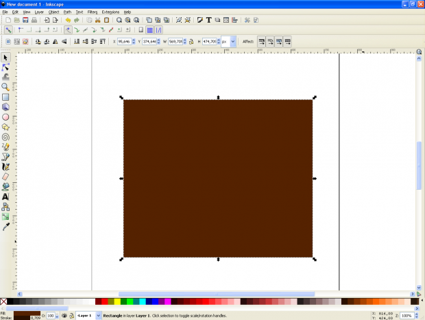 Brown rectangle created, colours selected
