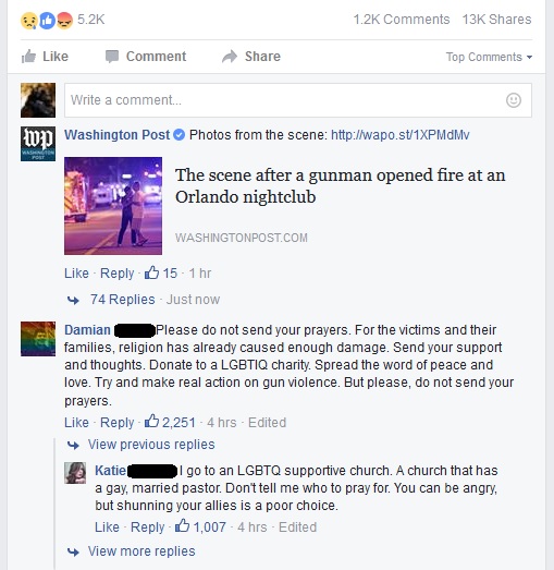 Orlando shooting, and state of Churches right now.