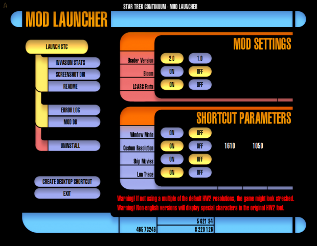 Mod launcher LCARS interface