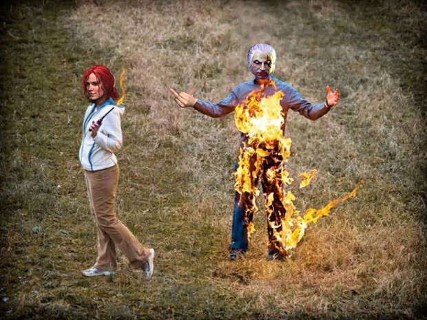 Geralt On Fire By Triss !!!!