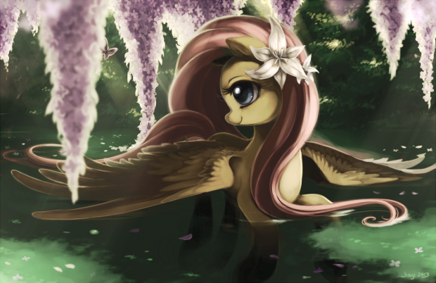 Fluttershy With Lilacs