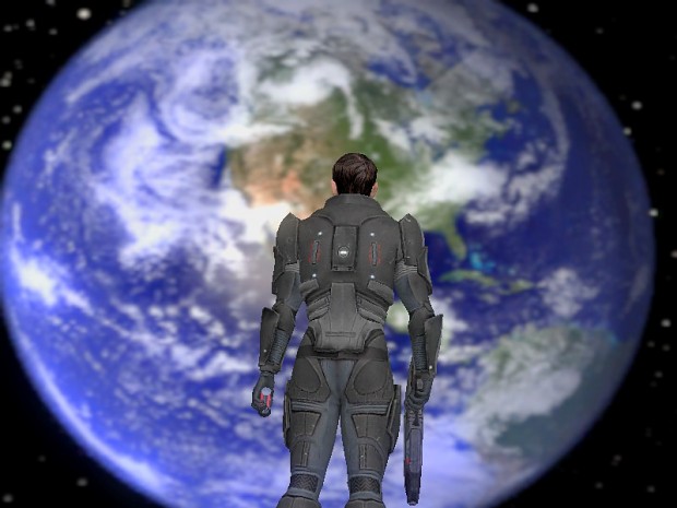 Soldier viewing Earth