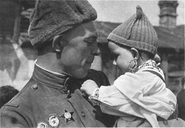 Soviet soldier and Czech baby
