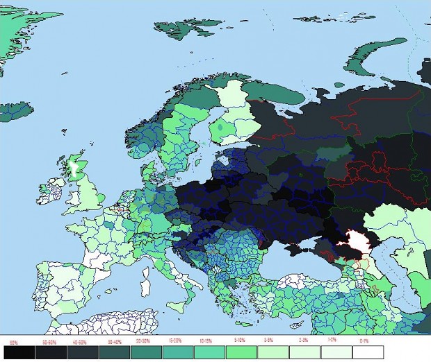 Map of slavic genetics