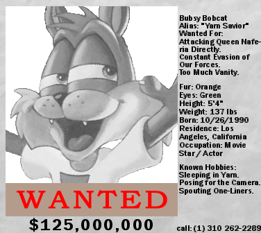 Random NR In-Game Art #14 - Bubsy Wanted Poster