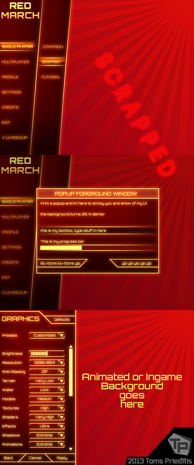 Scrapped Red March menu UI concept