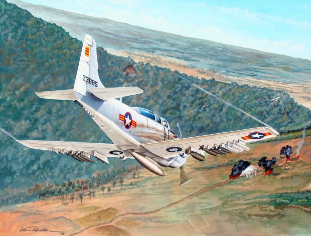 VNAF (South Vietnamese Air Force) A1 Straffing Run