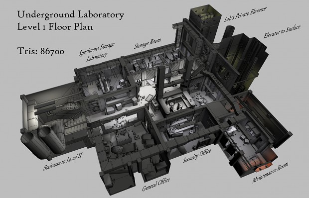 Underground Lab Level 1 Floor Plan Overview image - shadowofamn - Mod DB