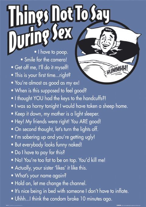 Things not to say during sex