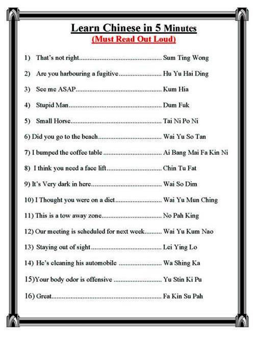 Learn Chinese in 5 minutes....