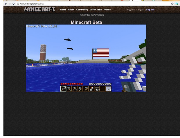 Minecraft view/USA flag :D