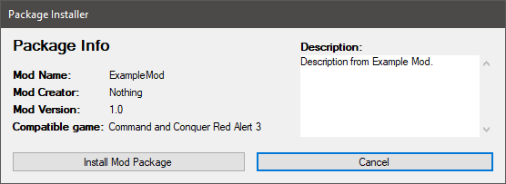 Command and Conquer 3 Mod Launcher Package Installer