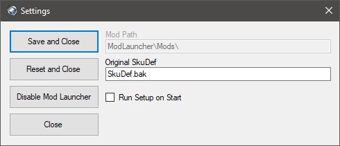 Command and Conquer 3 Mod Launcher Settings