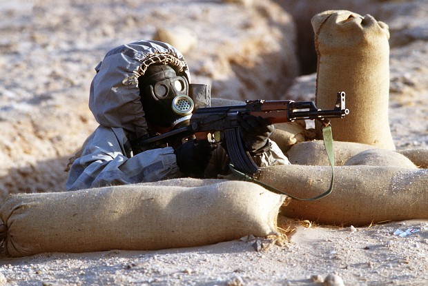 Syrian Soldier In Chemical Warfare Drill