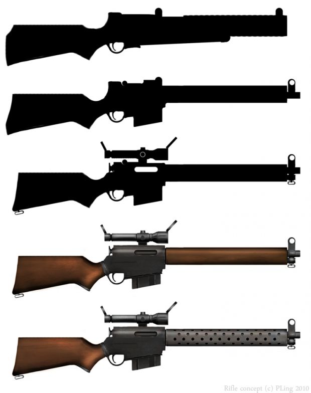 Retrofuturistic rifle concept