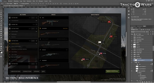 Traction Wars In-game Menu Concept For Squad, Role and Spawnselection