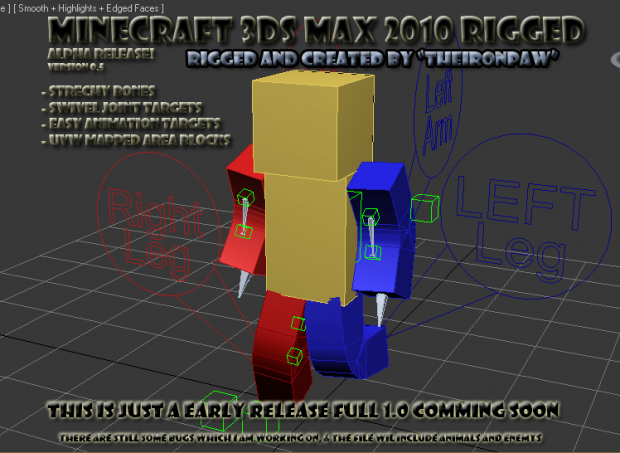 3ds Max Minecraft Human model rigged v0.5
