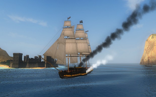 Steam Frigate approaching Port