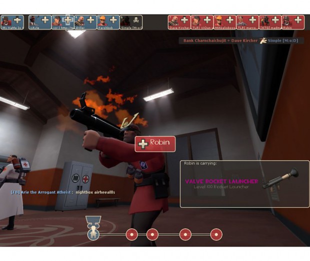 Robin Walker with his VALVe rocket launcher in TF2