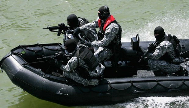 Serbian "Ghost" with his teammates in boat