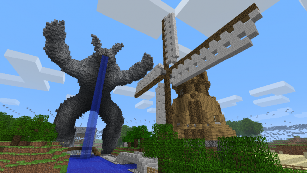 Minecraft statue and windmill