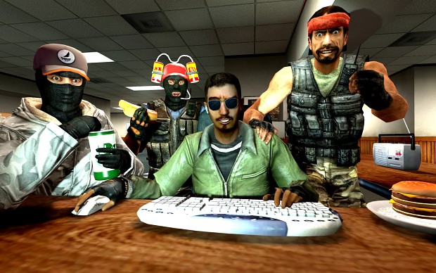 Terrorists playing Counter-Strike.