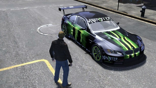 Car with Monster logo