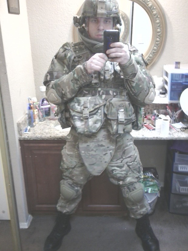 Me with my iff ach and assault loadout in the barracks.