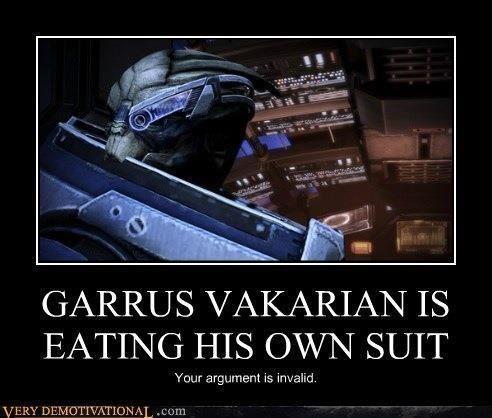 Garrus is eating his own Suit