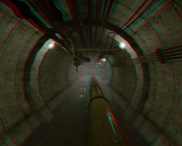 Black Mesa - Blast Pit Pipe Tunnel 3D (Anaglyph)