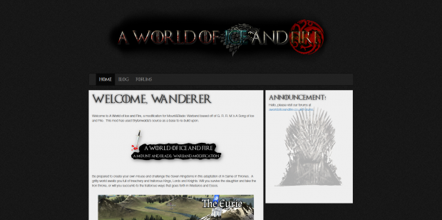 Website for A World of Ice and Fire