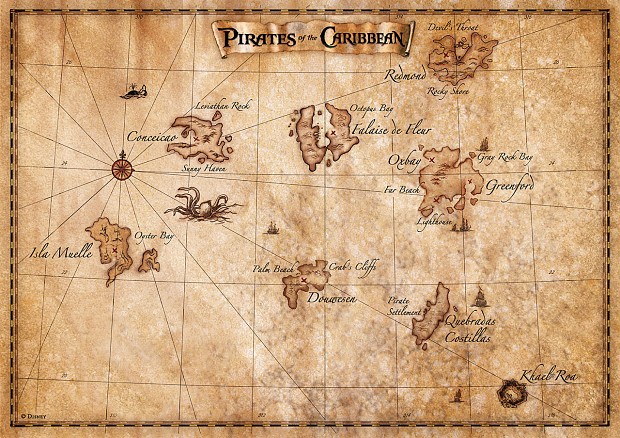 Pirates of the Caribbean Original Sea Map