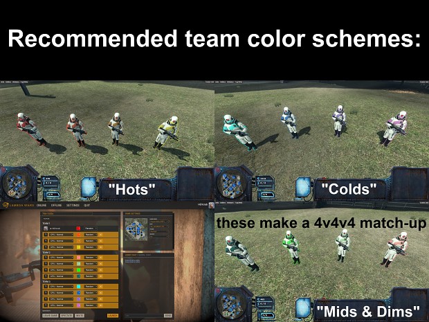 Recommended team color schemes