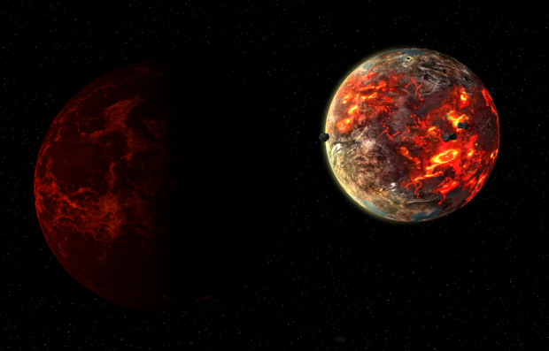 Volcanic Planet + Magma Moon