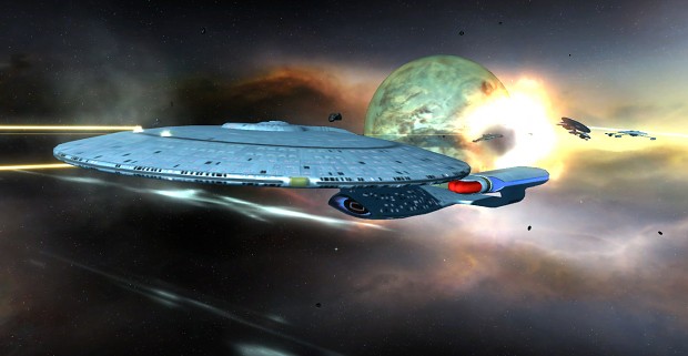 Galaxy class with fleet in background